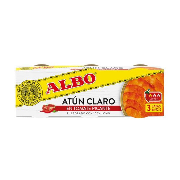 ATUN CLARO TOMATE PICANTE ALBO 3x60grs